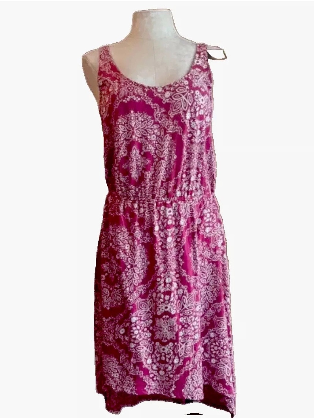 NWT G.H. Bass & Co. Pink Paisley Sleeveless Tank Dress Pockets